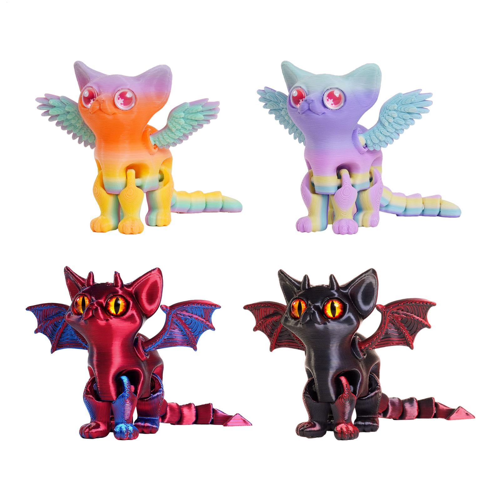 3D Printing Drawing - 3D-gedruckte Tierfigur: Bewegliche Katzenfigur mit mehreren