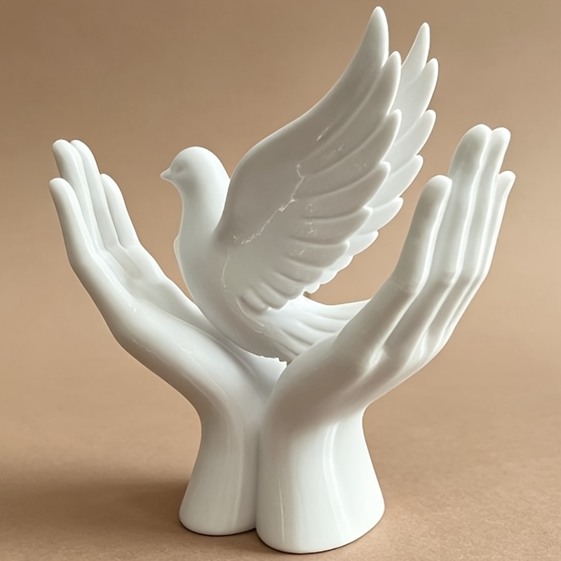 3D Printing Drawing - 1-teilige Friedenshand-Statue mit Tauben-Design, 3D-gedrucktes beliebtes