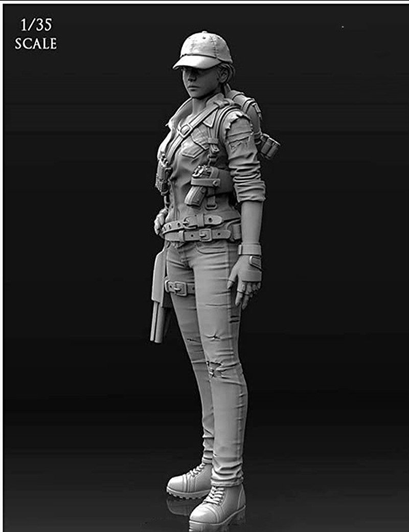 3D Printing Construction - Weiblicher Söldner-Harz-Mikro-Miniaturfigur im Maßstab 1:35, 3D-gedrucktes