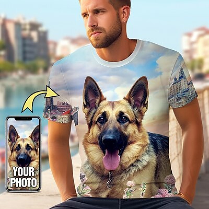 3D Printing Drawing - Benutzerdefiniertes Haustier-T-Shirt für Männer. Entwerfen Sie